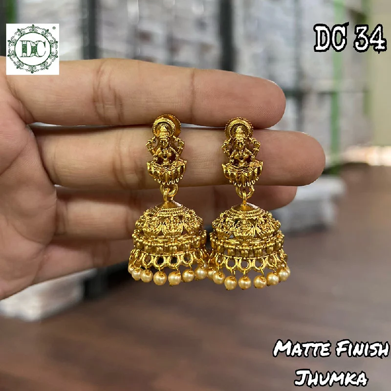 gold plated earrings for women-Diksha Collection Gold Plated Jhumki Earrings