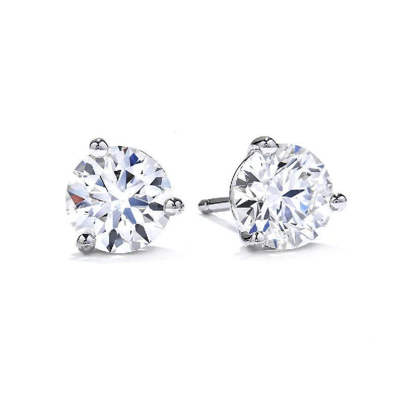 bridal diamond earrings for women-Three-Prong Stud Earrings