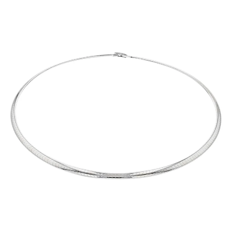 trendy gold necklaces for women-16-Inch 14K White Gold Omega Necklace