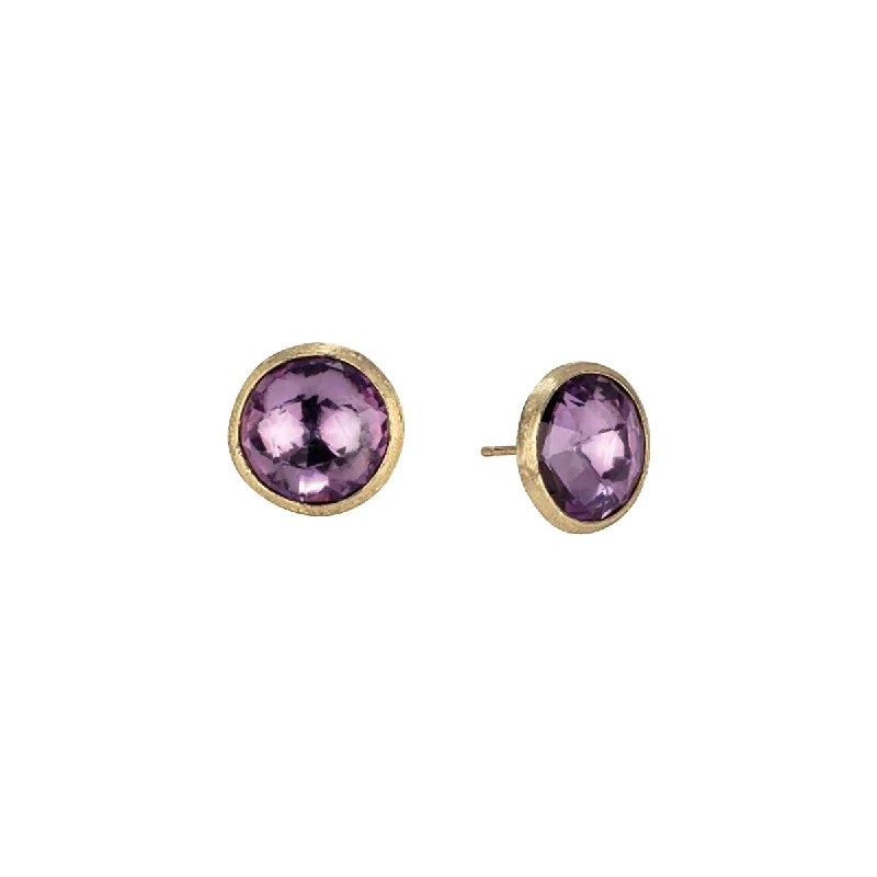 elegant pearl earrings for women-18K Yellow Gold and Amethyst Large Stud Earrings