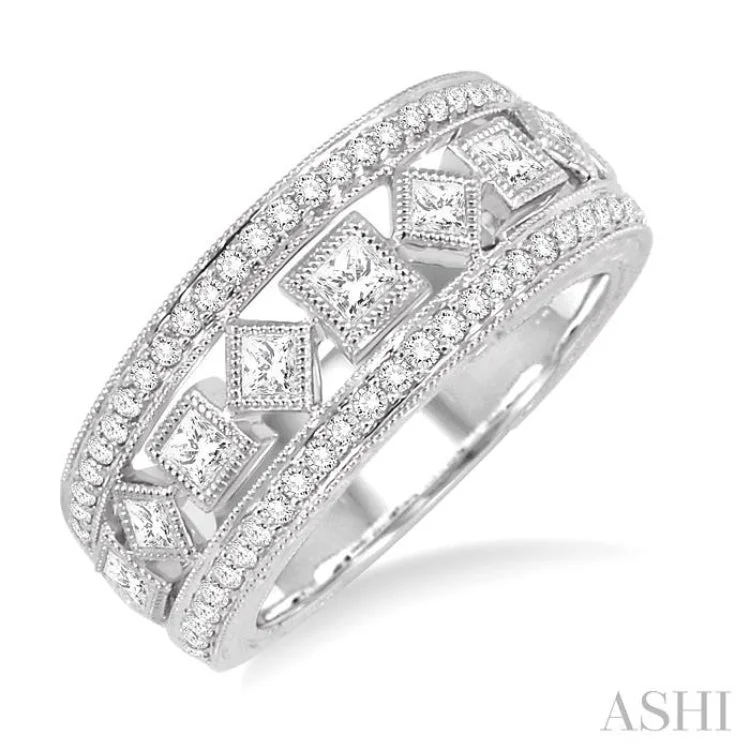 band rings for women-1 Ctw Diamond Fashion Ring in 14K White Gold