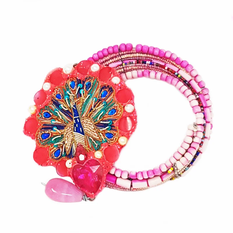 gemstone pendant necklaces for women-PINK PEACOCK NECKLACE