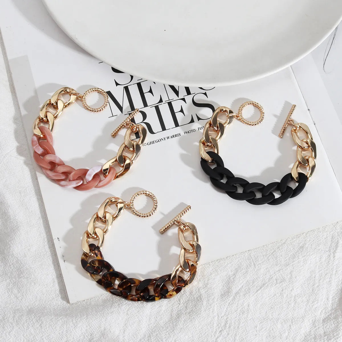 gemstone bracelets for women-1 Piece Fashion Color Block Alloy Plating Women's Bracelets