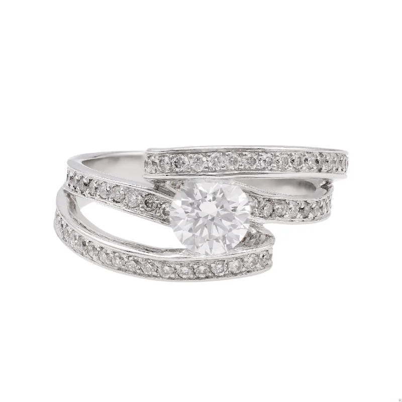 simple rings for women-Vintage 0.70 Carat Round Brilliant Cut Diamond Platinum Ring