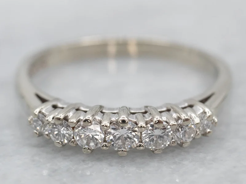 custom engagement ring designs for women-Diamond White Gold Wedding Band