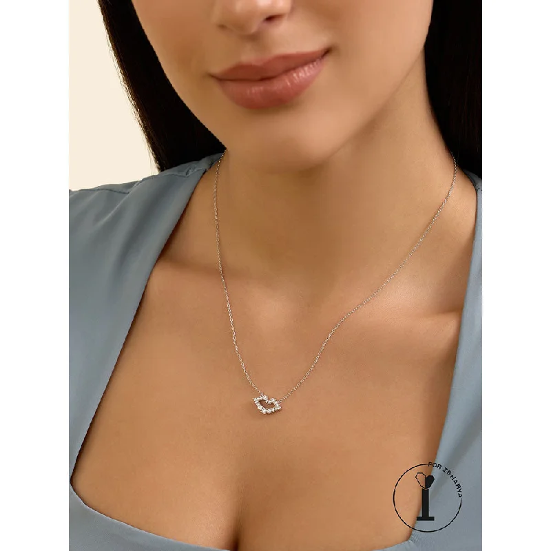 infinity symbol necklaces for women-Isharya Silver Lip in Rhodium Plating Necklace