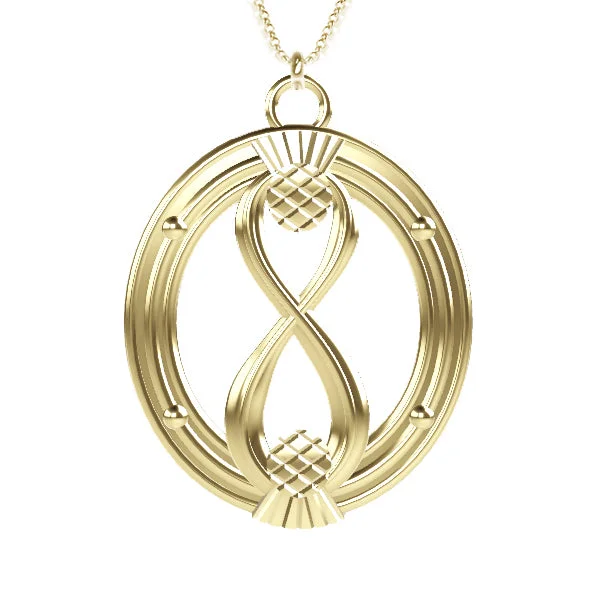 infinity symbol necklaces for women-CELTIC INFINITY THISTLE OVAL NECKLACE