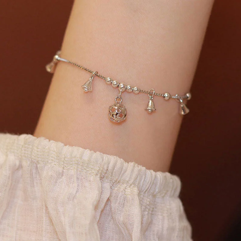 Bell Tassel Bracelet-Ns619 [White Gold Color]]