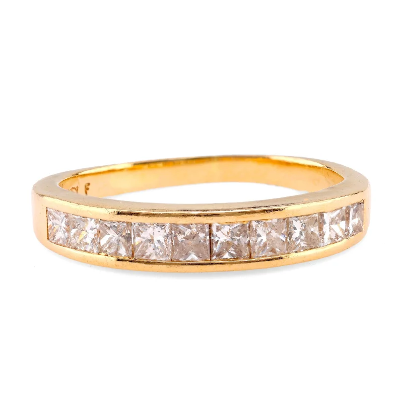 antique rings for women-Vintage Diamond 14K Yellow Gold Band