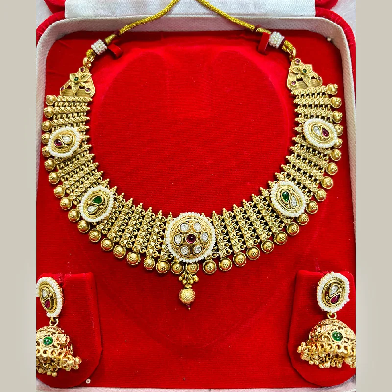 delicate necklaces for women-Pari Art Jewellery Antique Rajwadi Polish Pota Necklace Set