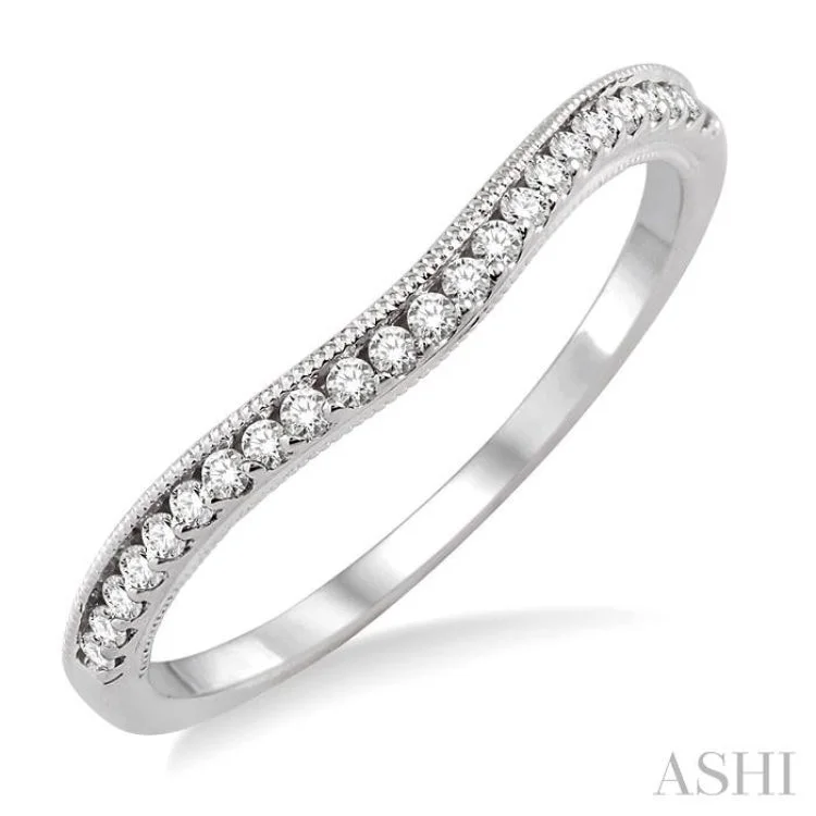 double band rings for women-1/6 Ctw Round Cut Diamond Wedding Band in 14K White Gold