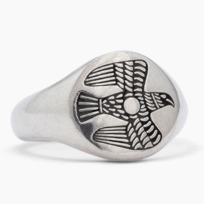 cubic zirconia rings for women-Horus Signet