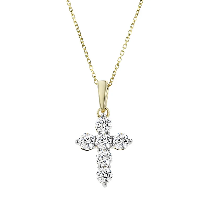 opal necklaces for women-14K Yellow Gold Diamond Cross Pendant Necklace