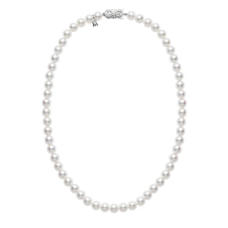 wedding necklace sets for women-16-Inch Akoya Cultured Pearl Strand Necklace