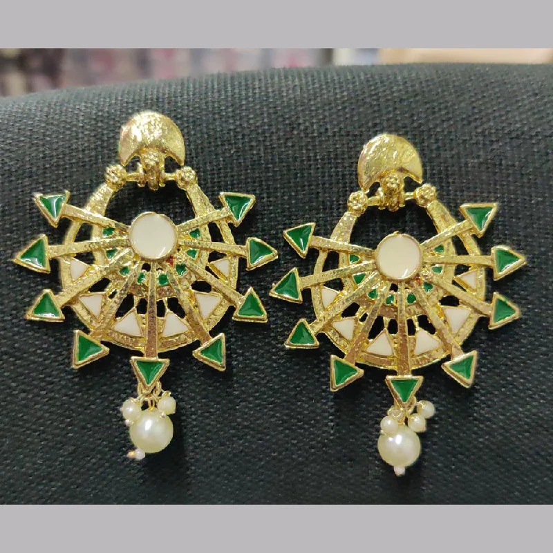 chandelier diamond earrings for women-Shreeji Gold Plated Crystal Stone Dangler Earrings