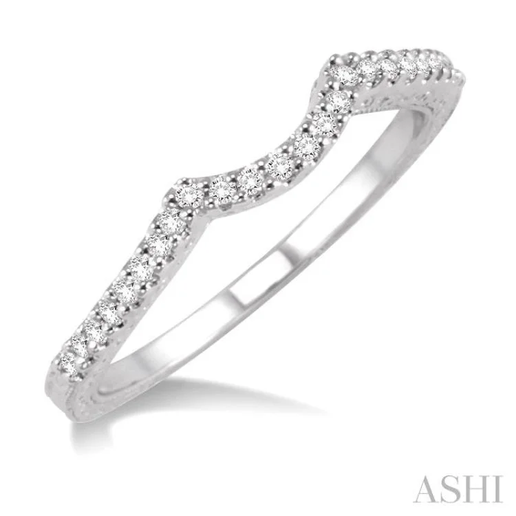 geometric gemstone rings for women-1/8 Ctw Diamond Matching Wedding Band in 14K White Gold