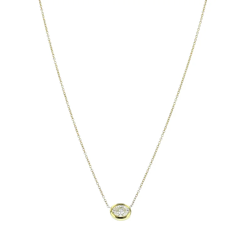 zodiac necklaces for women-18K Bezel Set Diamond Solitaire Necklace