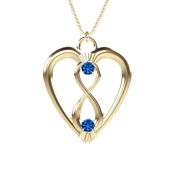 boho necklaces for women-CELTIC INFINITY THISTLE SAPPHIRE WEE HEART NECKLACE