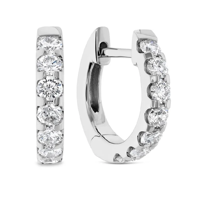 gold dangle earrings for women-Odessa 0.49-0.57Ct Diamond Huggie Hoop Earrings in 18K White Gold