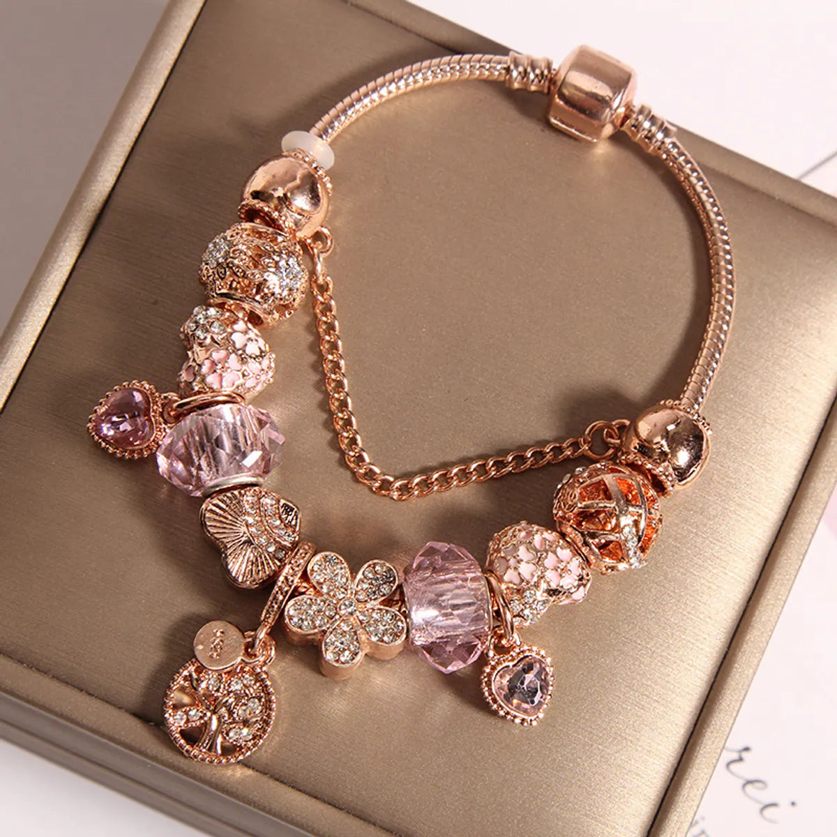 gold charm bracelets for women-1 Piece Fairy Style Leaf Crown Flower Artificial Crystal Plating Women's Bracelets