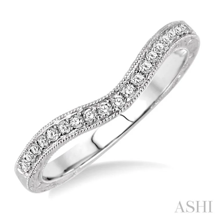 engagement rings for women-1/6 Ctw Round Cut Diamond Matching Wedding Band in 14K White Gold