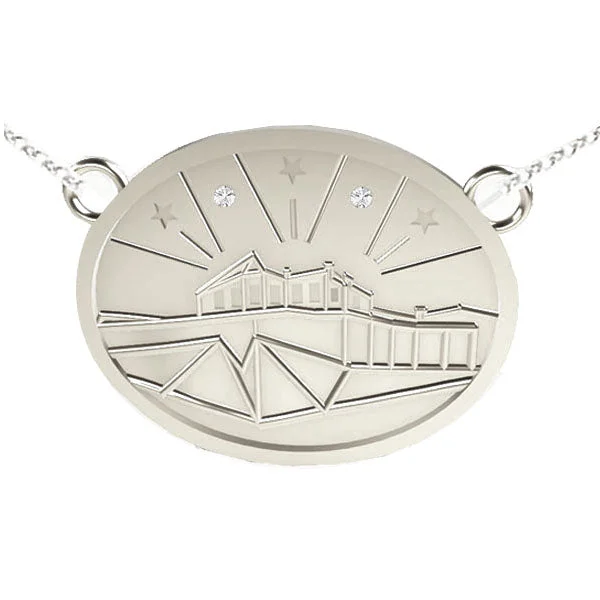 pearl necklaces for women-EDINBURGH CASTLE WITH STARS NECKLACE IN WHITE GOLD