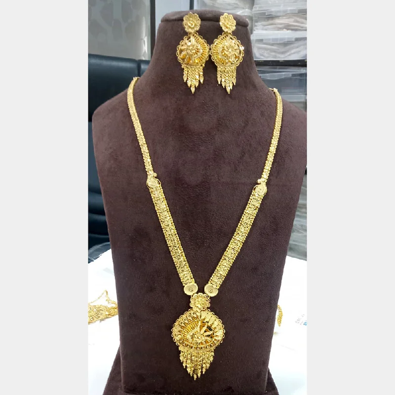 custom necklaces for women-Sunrise Gold  Forming  Long Necklace Set