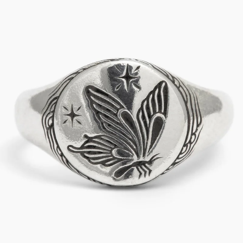 anniversary rings for women-Butterfly Signet