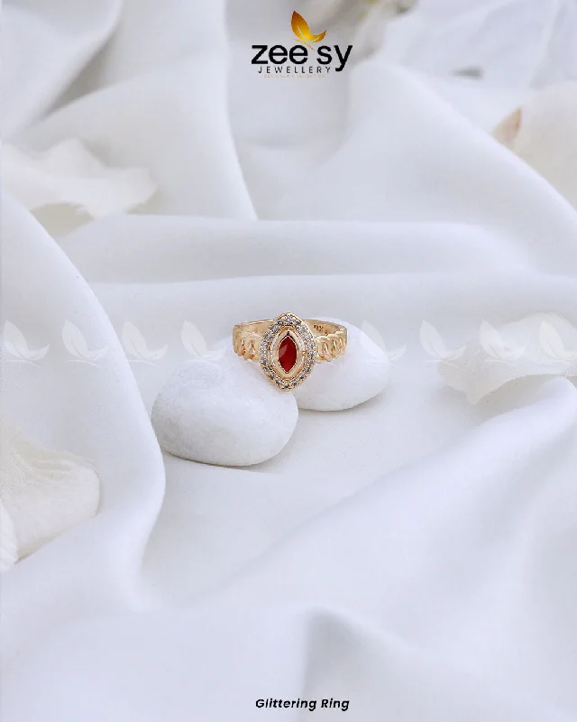 chunky gold rings for women-Glittering Ring