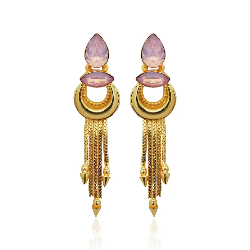 dangle earrings for women-Amina Creation Gold Plated Dangler Earrings