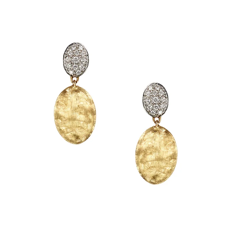 stud earrings for women-Siviglia 0.20ct Hand Engraved Drop Earrings in 18K Yellow Gold