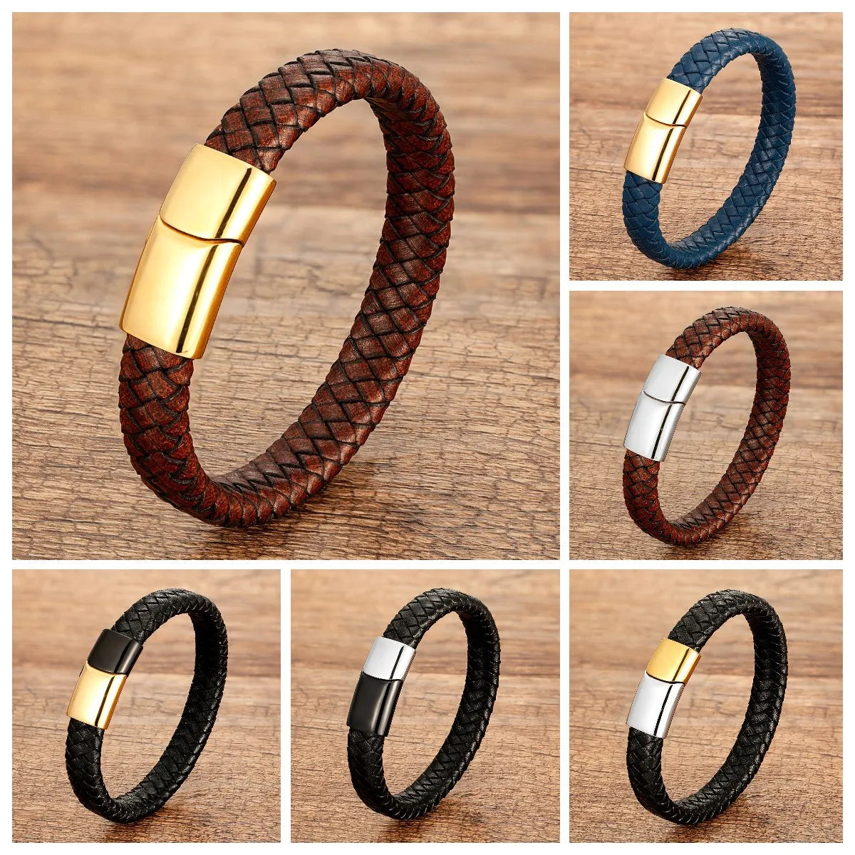 adjustable cuff bracelets for women-Hip-Hop Retro Round 316 Stainless Steel  Magnetic Braid Men'S Bangle