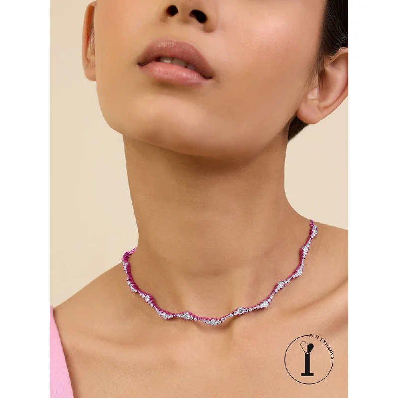 chunky gold necklaces for women-Isharya Pink Wave in Signature Colored Plating Necklace