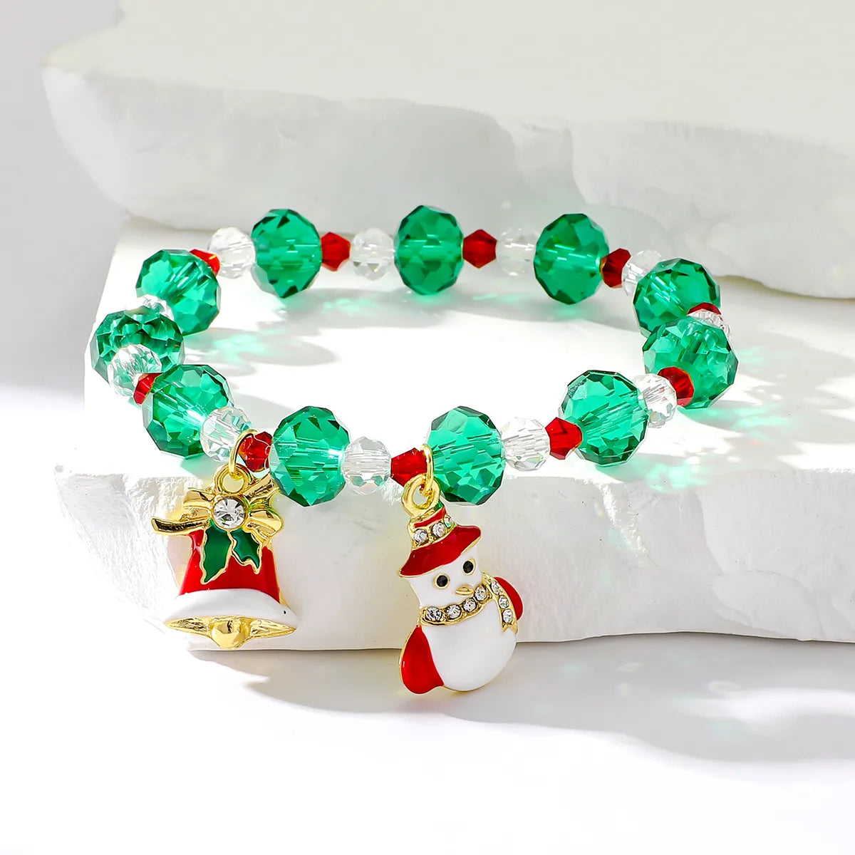 casual bracelets for women-Elegant Christmas Streetwear Snowman Artificial Crystal Wholesale Bracelets