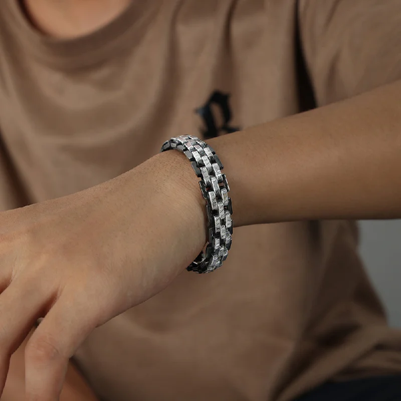 Steel Black X Texture Bracelet