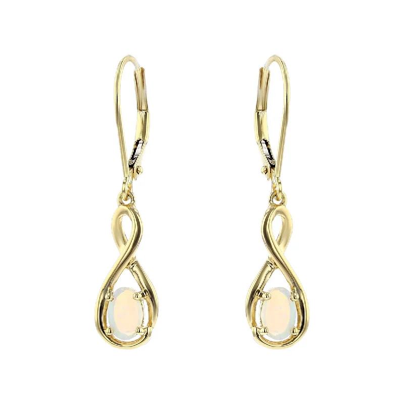 crystal earrings for women-Australian White Opal Cabochon Drop Earrings