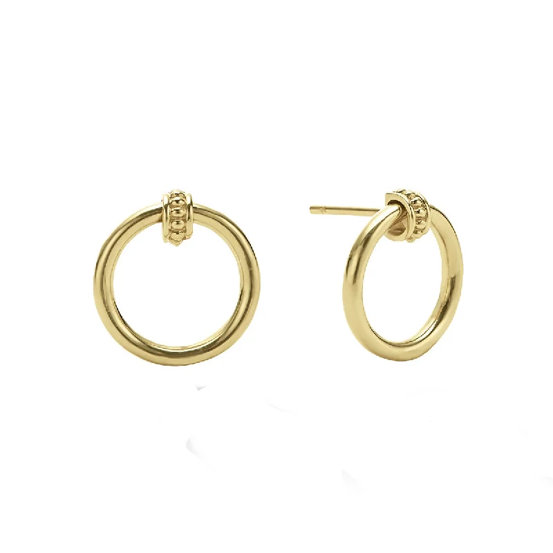 emerald drop earrings for women-Covet Gold Circle Drop Stud Earrings