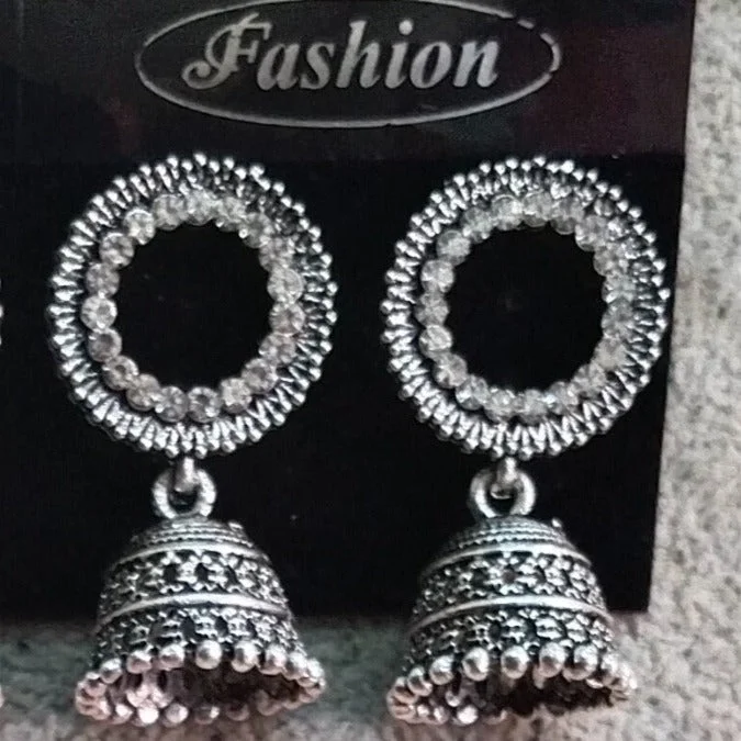 adjustable earrings for women-Tahura Oxidised Plated Jhumki Earrings