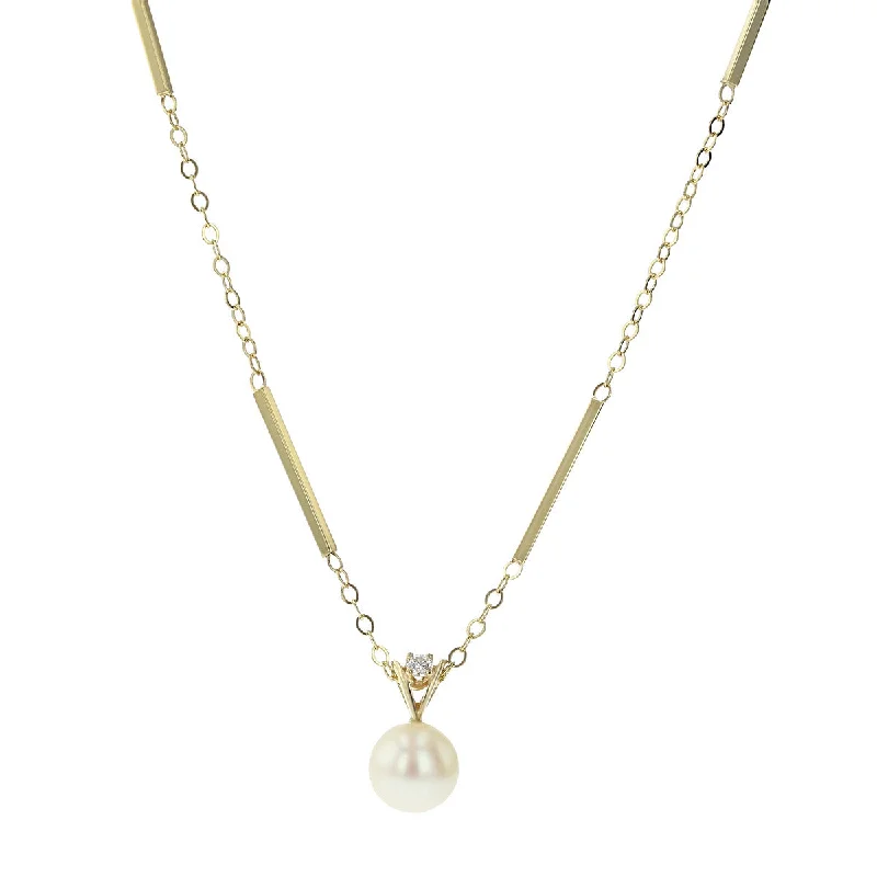 diamond cross necklaces for women-14K Yellow Gold Cultured Pearl Pendant Necklace