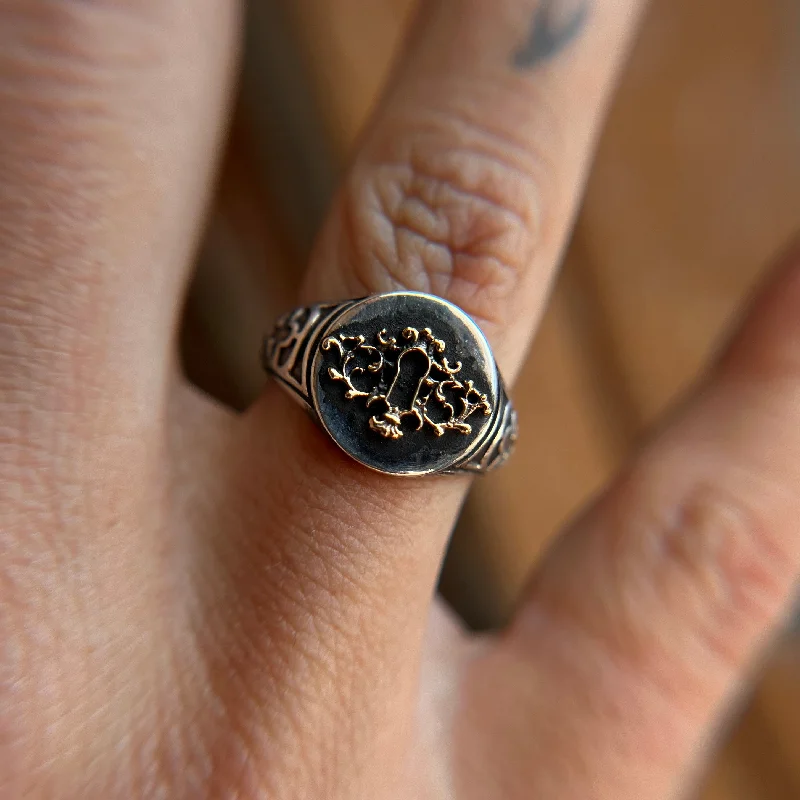 retro rings for women-Secret Keyhole Signet