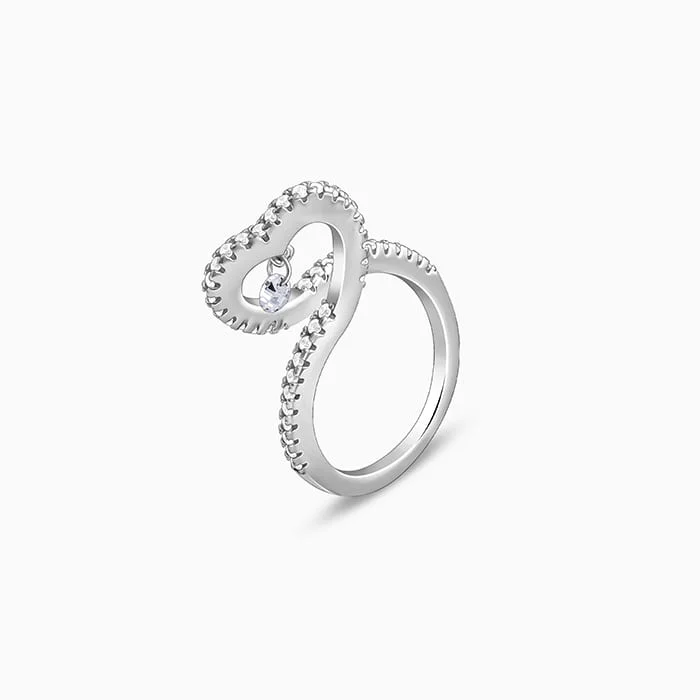 eternity bands for women-Silver Heart's Glow Ring