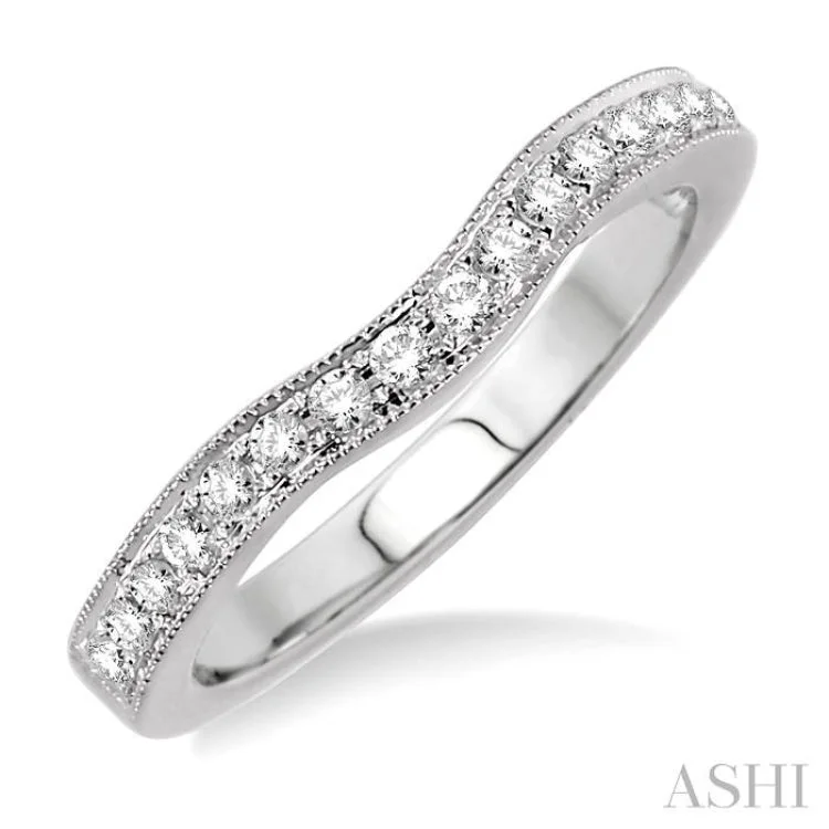 diamond rings for women-1/5 Ctw Round Cut Diamond Matching Wedding Band in 14K White Gold