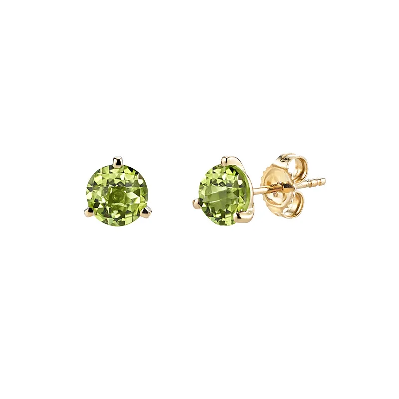 gemstone drop earrings for women-Peridot 14K Yellow Gold Stud Earrings