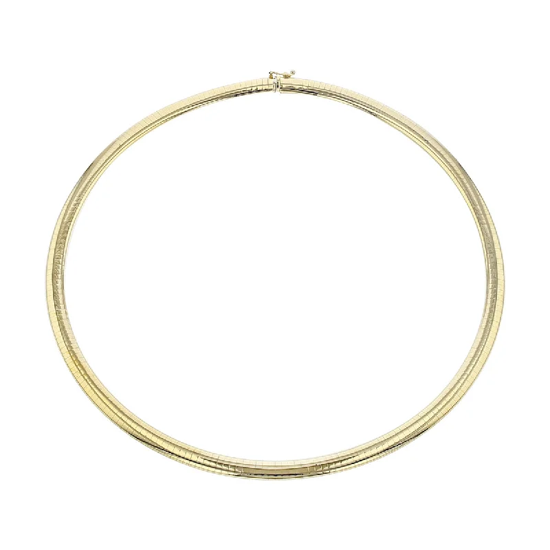 layered necklaces for women-16-Inch 14K Yellow Gold Domed Omega Necklace