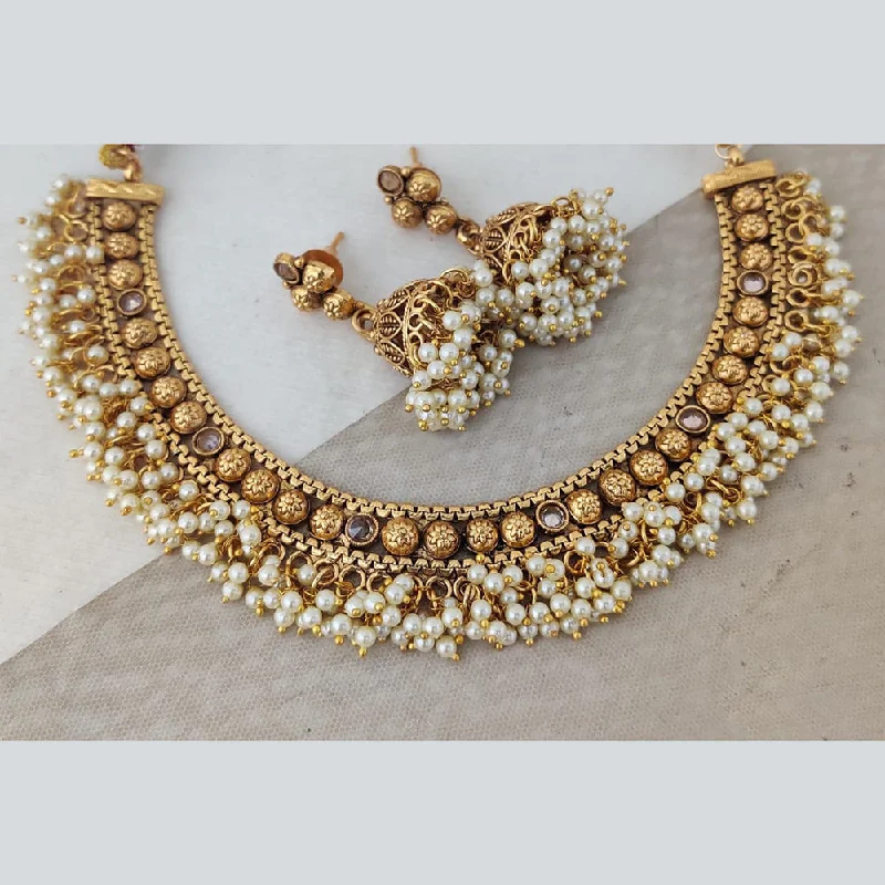 adjustable gold necklaces for women-Rani Sati Jewels Gold Plated Pearl Necklace Set