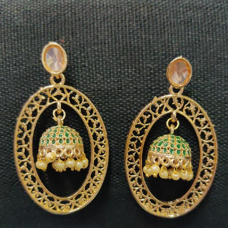 dangling gemstone earrings for women-Shreeji Gold Plated Crystal Stone Dangler Earrings