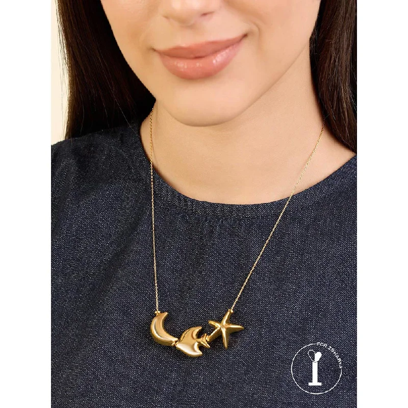 statement necklaces for women-Isharya Aqua Gold Charm Necklace In 18Kt Gold Plated