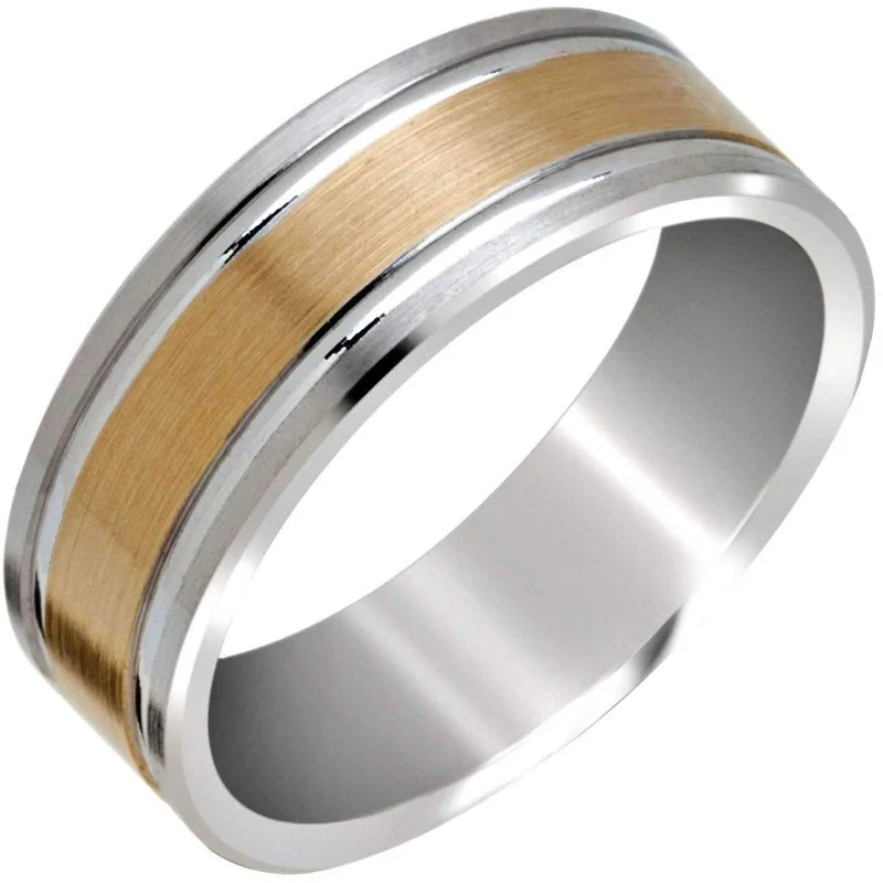 matching engagement rings for women-Two-Tone Wedding Band