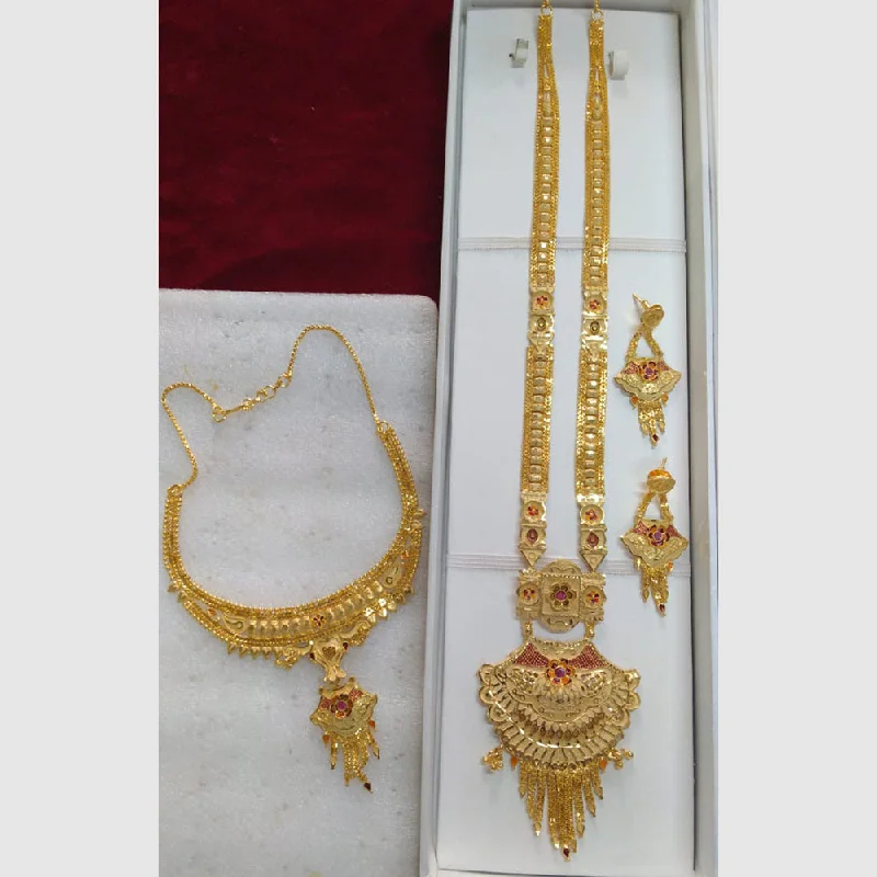 chain necklaces with pendants for women-Pari Art Jewellery Forming Gold Combo Necklace Set