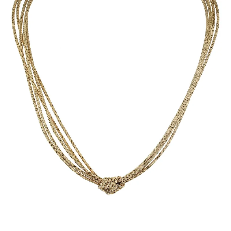 custom charm necklaces for women-17-Inch 14K Gold 5-Strand Knot Mesh Necklace